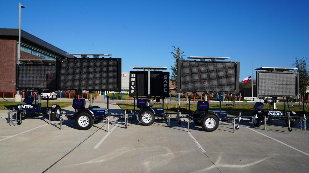 Five LED speed trailers from Baytown police department