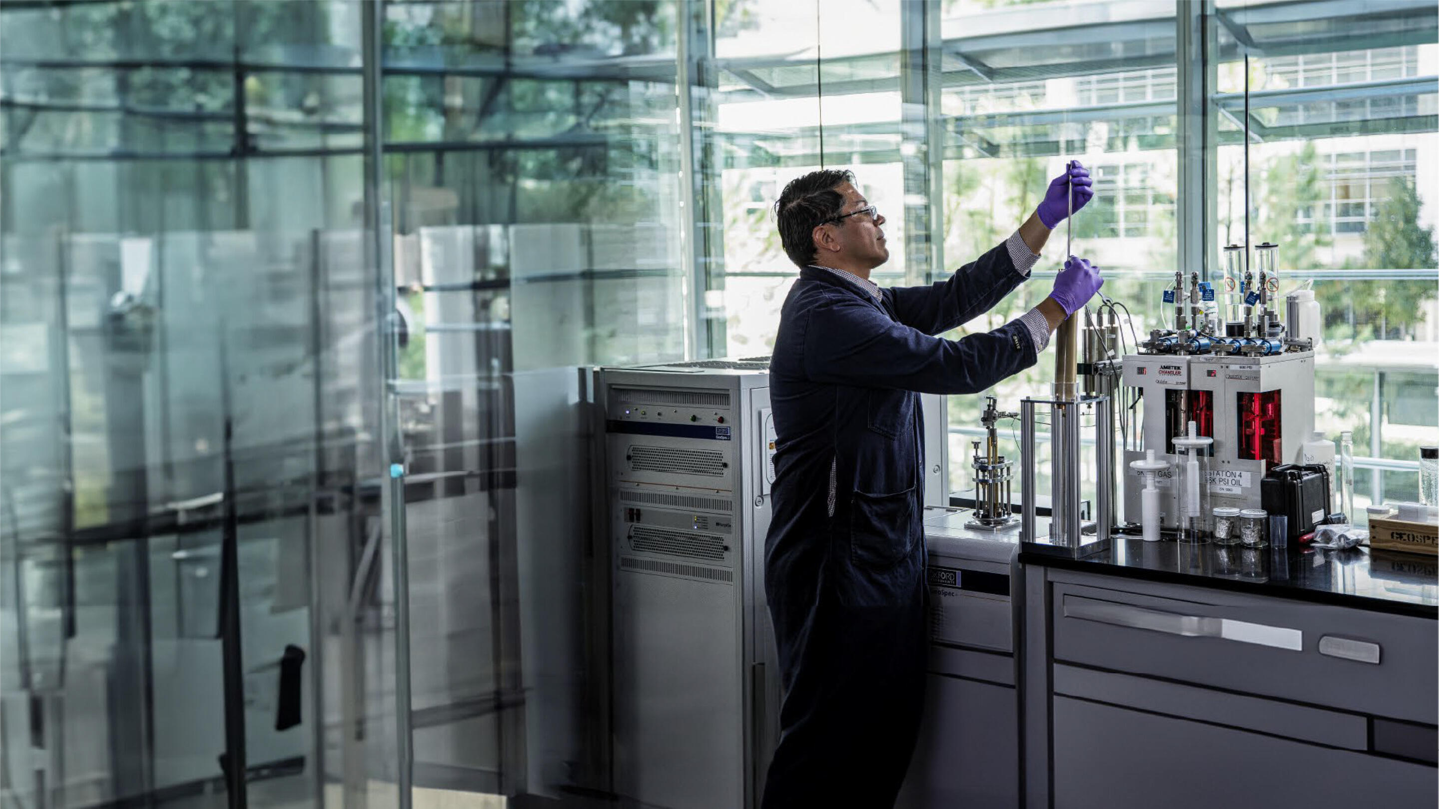 Scientist working in a lab at ExxonMobil