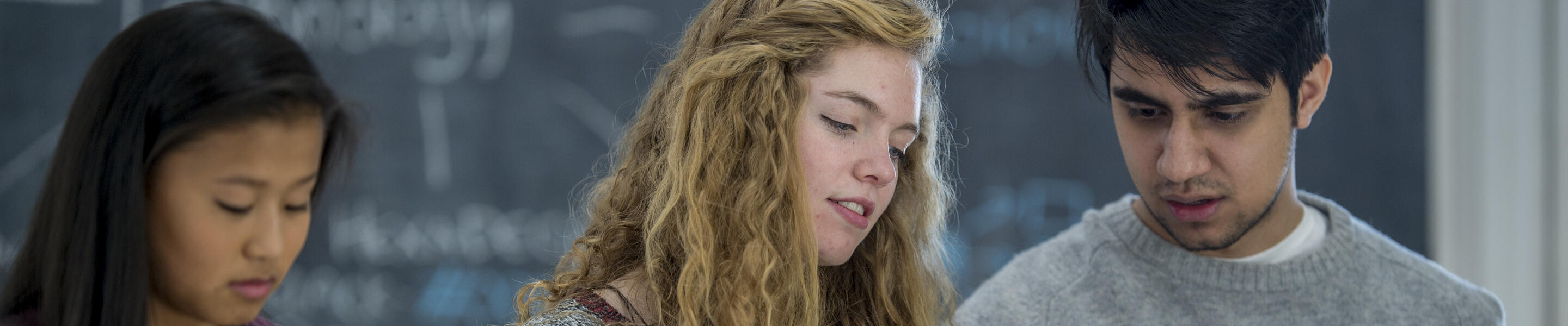 High school students in a science classroom