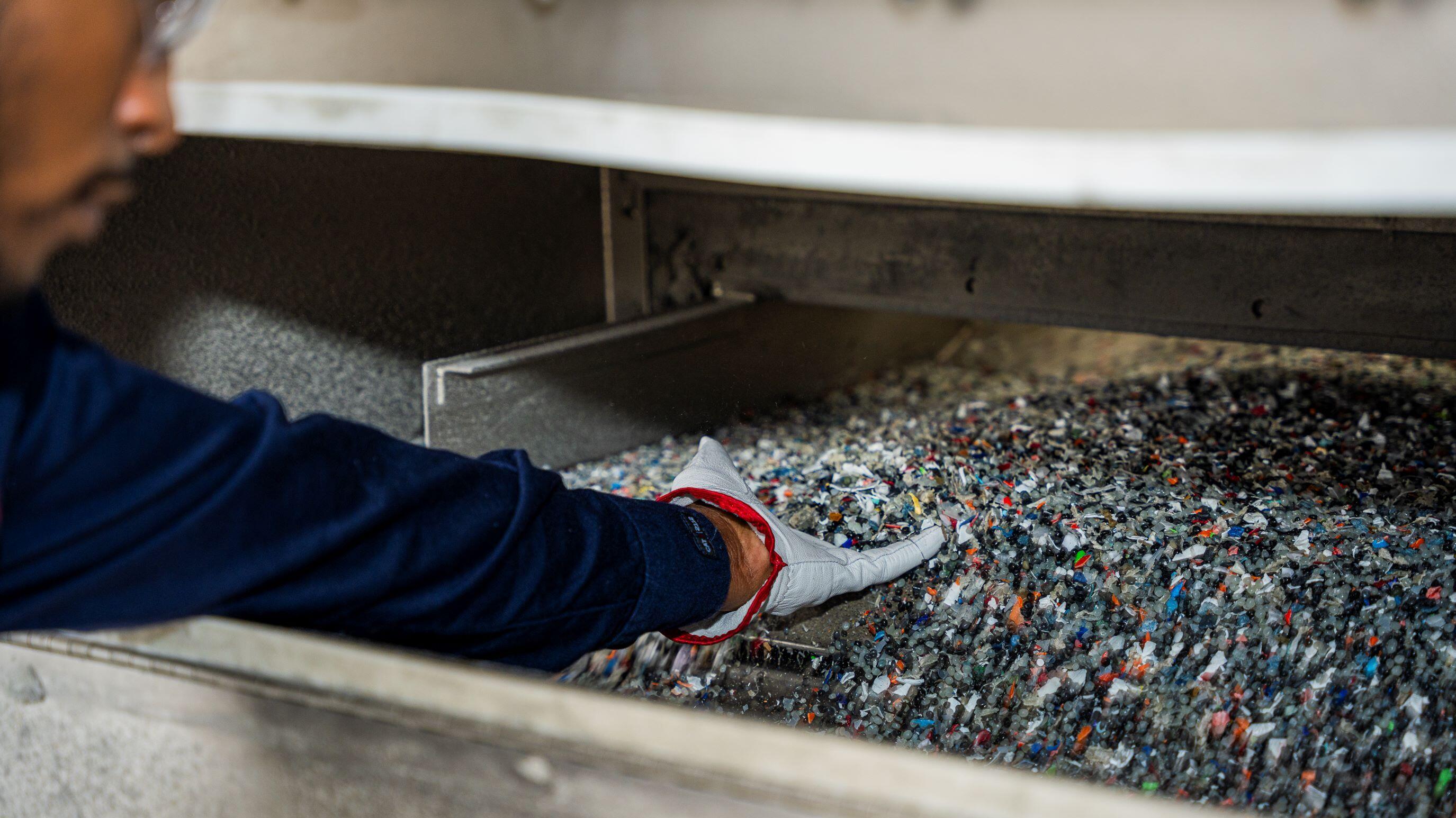 ExxonMobil employee working at the Baytown recycling plant