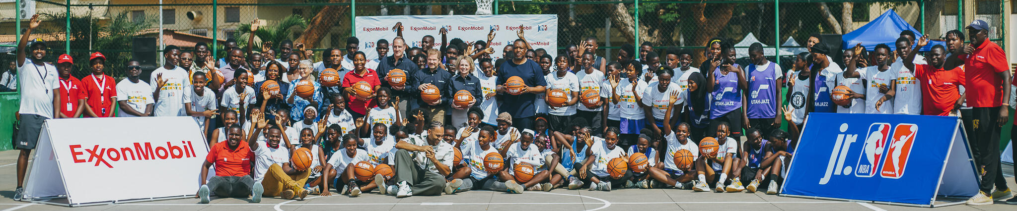 ExxonMobil employees partnering with the jr NBA STEM program and participants