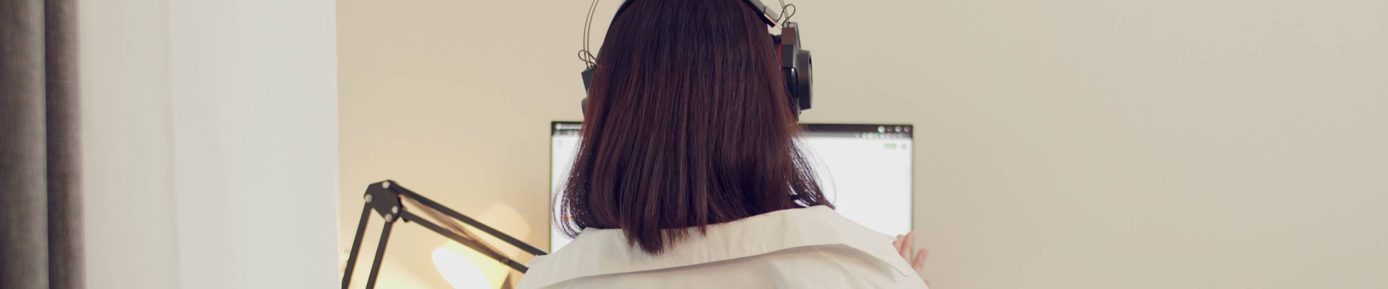 Woman looking at a computer screen