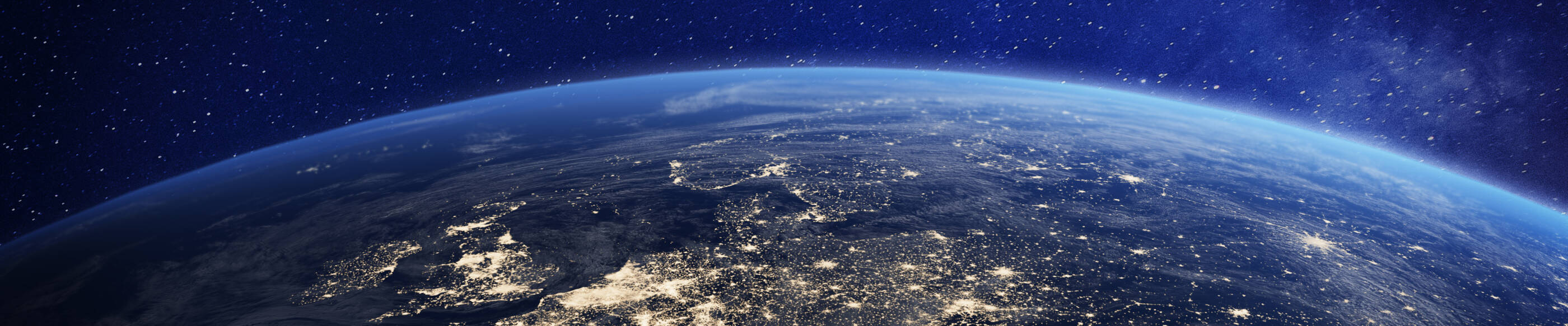 Space view of the world at night with lights