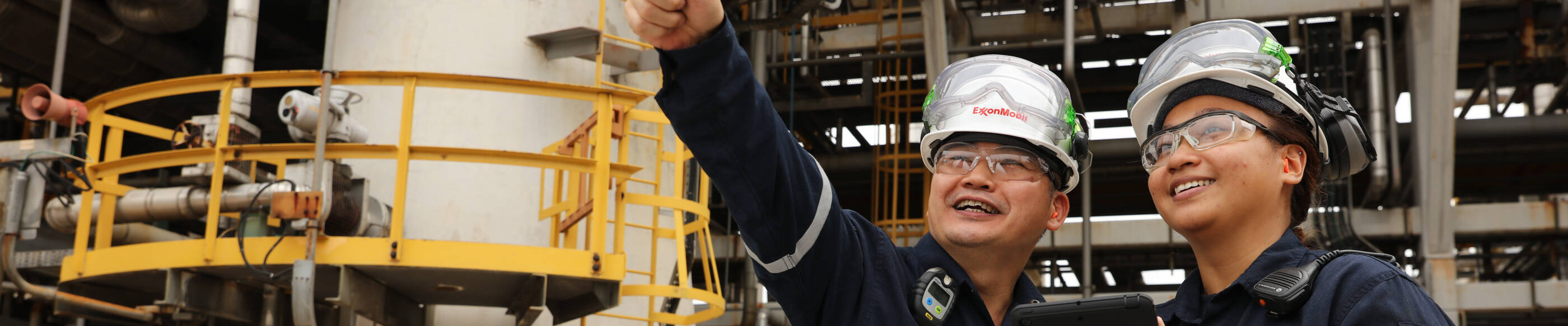 ExxonMobil employees working at a refinery