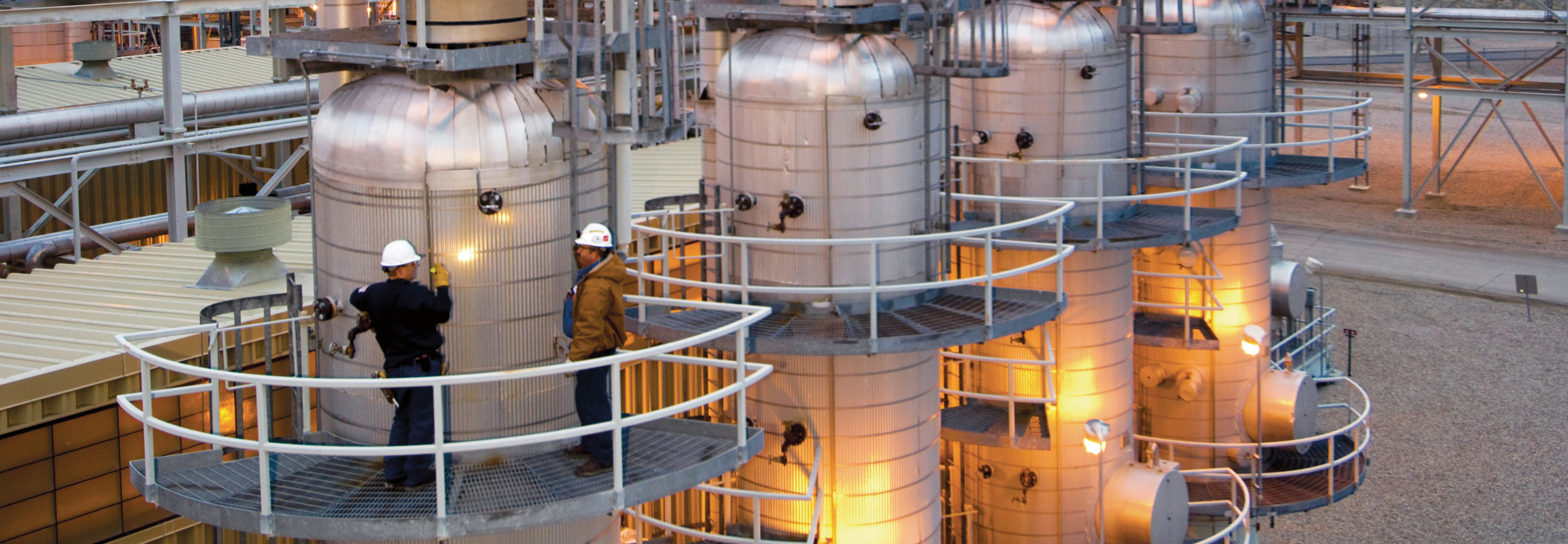 Employees at an ExxonMobil facility in La Barge, Wyoming