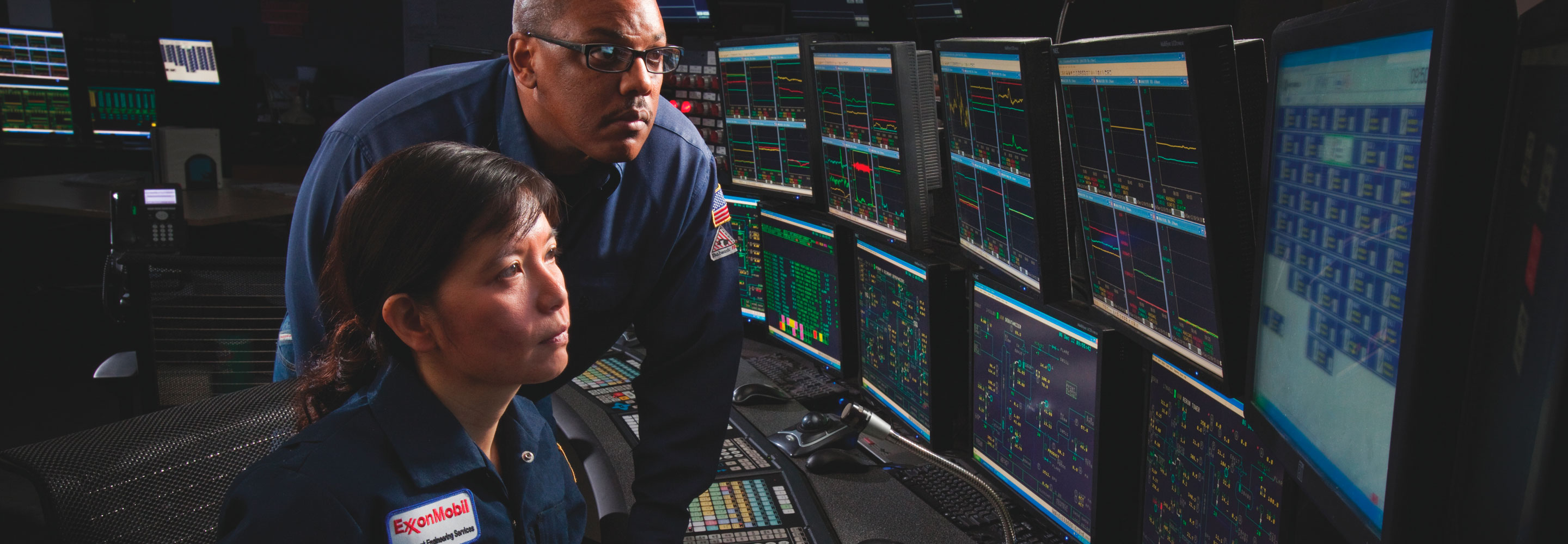 Employees monitor operations at our chemical plant in Beaumont, Texas.