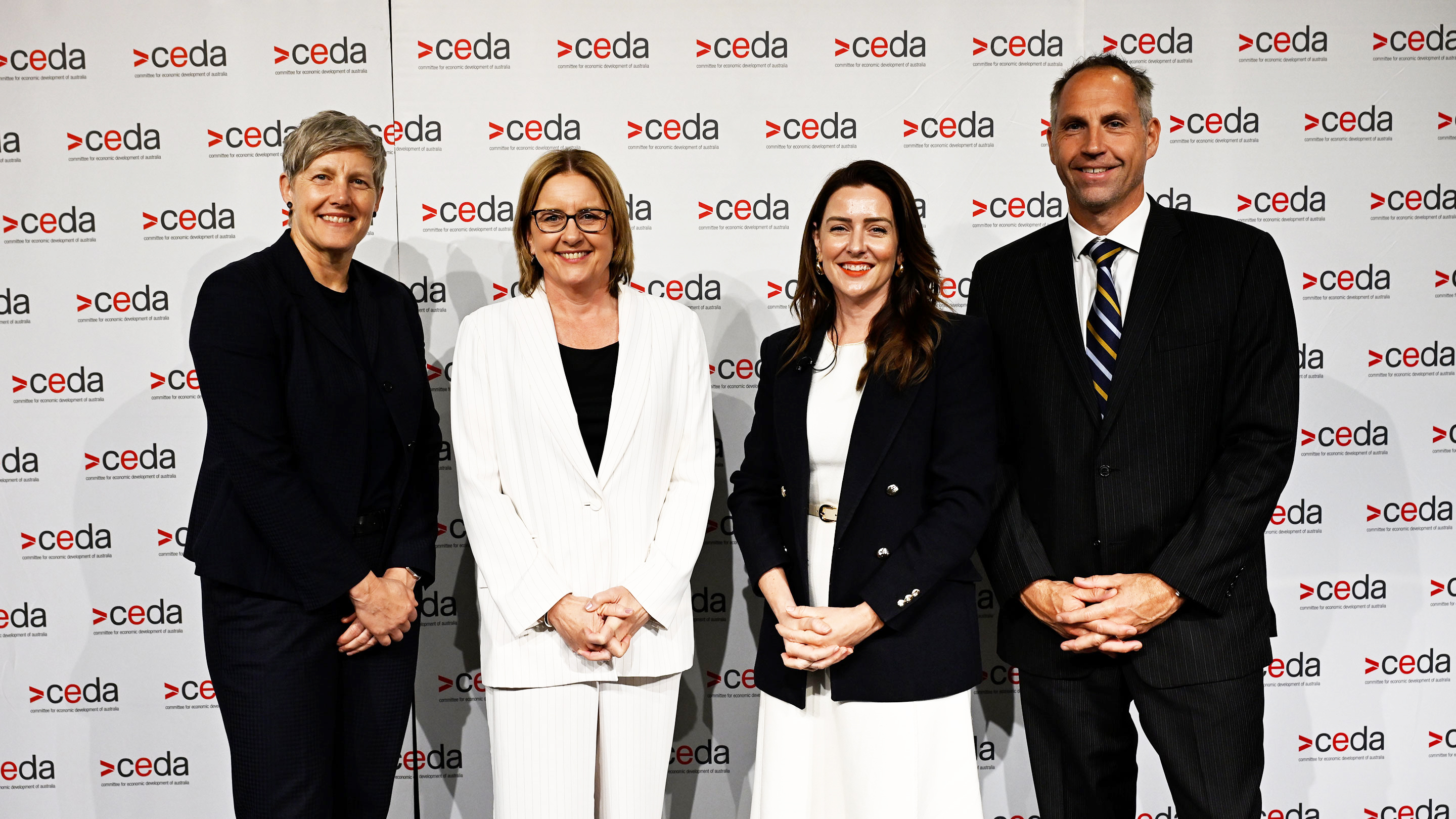 Image From left: CEDA Chief Executive Officer Melinda Cilento, Victorian Premier Jacinta Allan, Westpac's Managing Director - Domestic Payments andLiquidity Global Transaction Services Kathryn Carpenter and ExxonMobil Australia Chair Simon Younger.