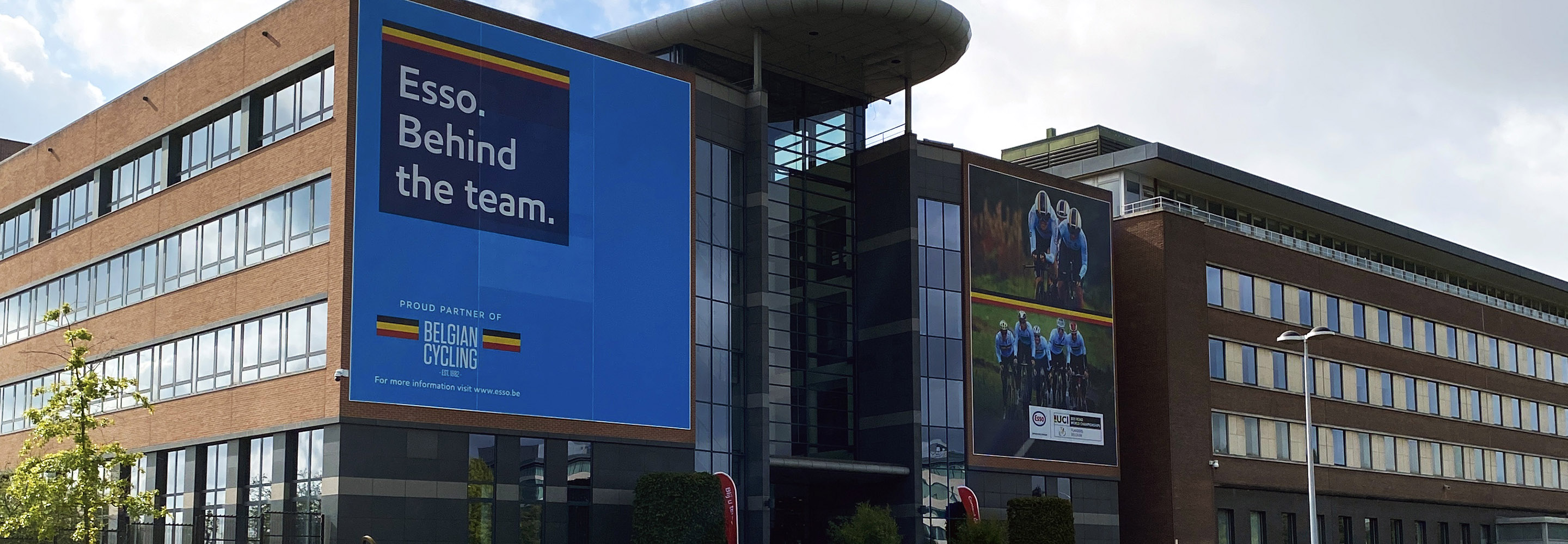 Brussels office with cycling campaign banners